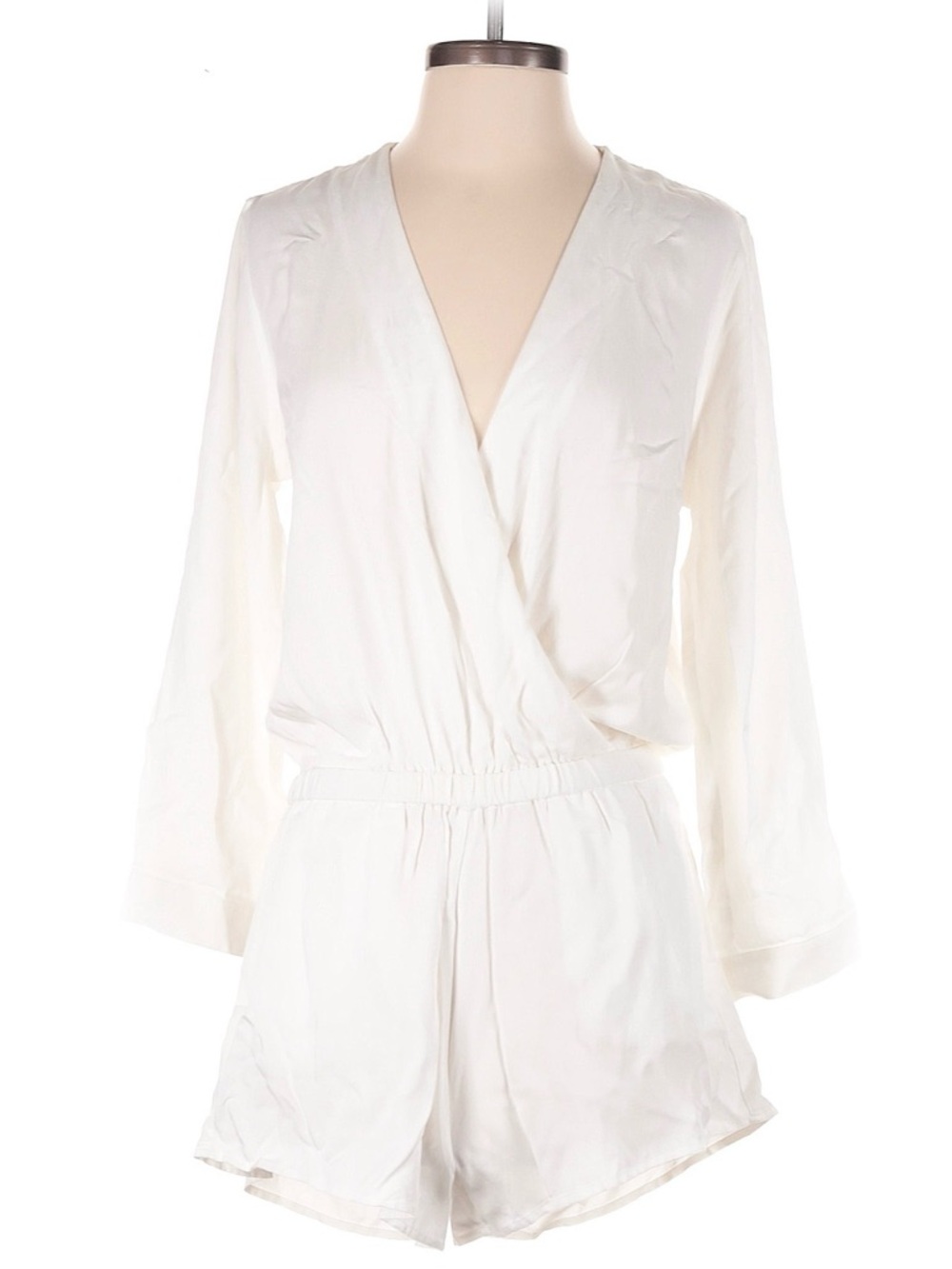American Apparel Ivory Wrap Romper with Long Sleeves